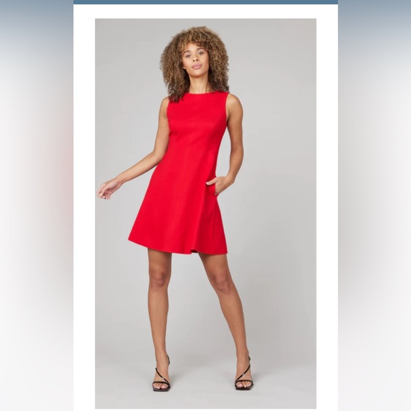 ALAIA red viscose knit geometric lattice seam sleeveless A-line dress FR38 S For Sale at